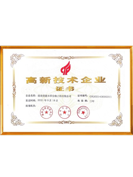 高新技術(shù)企業(yè)證書